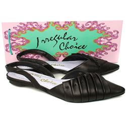 Female Ruched Sling Back Leather Upper in Black