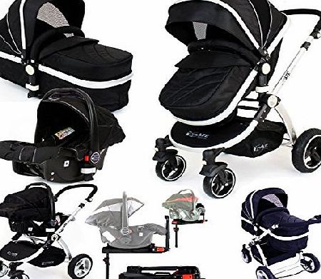 iSafe i-Safe System   iSOFIX Base   Car Seat - Black Grey Travel System Pram 