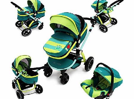 iSafe i-Safe System - Lil Friend Trio Travel System Pram & Luxury Stroller 3 in 1 Complete With Car Se