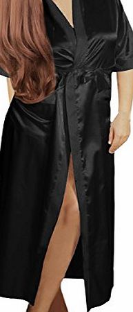 ISASSY New Womens Ladies Girls Sexy Elegant Silk Kimono long Dressing Gown Nightwear Sleepwear for Spring Summer Autumn Satin Lingerie Christmas gift