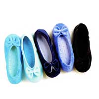 Velour Big Bow Ballerina Slippers Pool Small