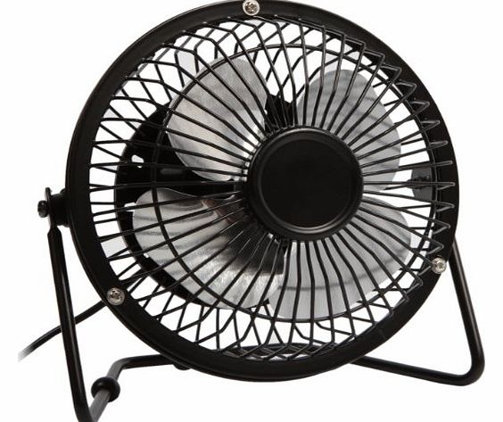 iTALKonline Black Retro Silent Office / Home Light-Weight USB Powered Metal Desktop Fan Cooler - Laptop, NetBook, Computer, MacBook