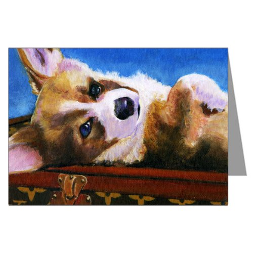 Pembroke Welsh Corgi on top Louis Vuitton Inspired Luggage Note card Set