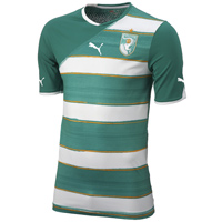 Ivory Coast Away Shirt 2009/11 - Green/White.