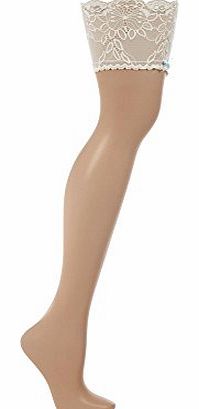 J By Jasper Conran Womens Designer Natural 10 Denier Lace Trim Stockings S