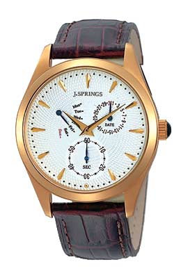 J.SPRINGS Retrograde Gold Leather White Dial