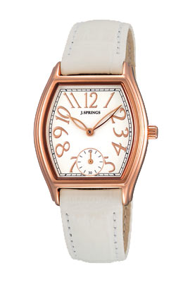 J.SPRINGS Tonneau Pink Gold White Leather Ladies