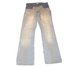 Striped distressed jeans
