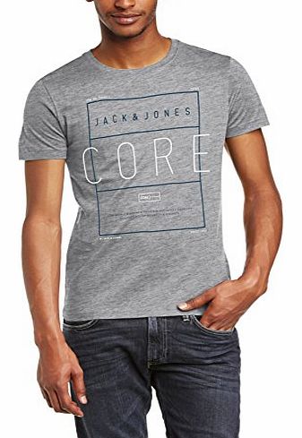 Jack and Jones Men Fame Crew Neck Short Sleeve T-Shirt, Light Grey Melange, Small