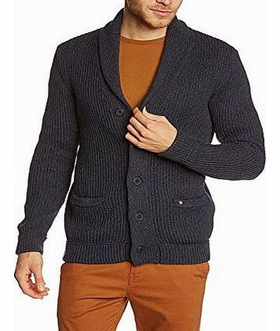 Jack & Jones Jack and Jones Mens Knit Shawl Collar Long Sleeve Cardigan, Blue (Mood Indigo), Large