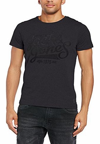 Jack and Jones Mens Raffa Crew Neck Short Sleeve T-Shirt, Pirate Black, Medium