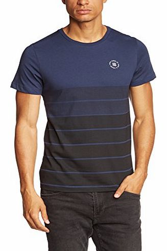 Jack and Jones Mens Rift Striped Crew Neck Short Sleeve T-Shirt, Dress Blues, Small