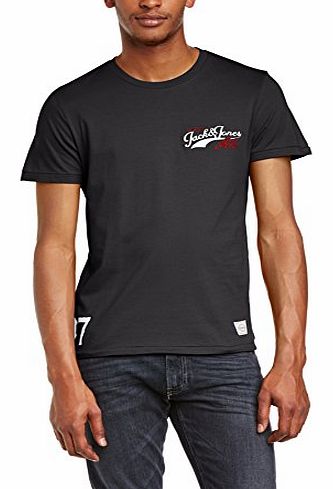 Jack and Jones Mens Runner Crew Neck Short Sleeve T-Shirt, Pirate Black, Medium