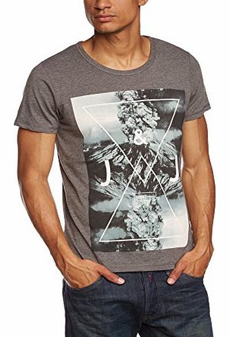 Jack and Jones Mens Sky Crew Neck Short Sleeve T-Shirt, Grey Melange, Small