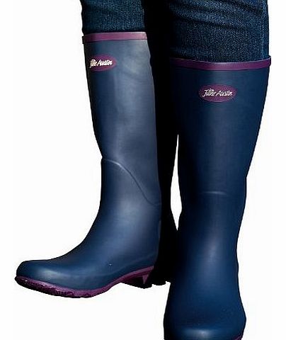 Jane Austin Ascot Rubber Wellington Premium Traditional Boot - Navy/Plum, Size 6