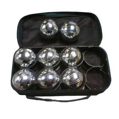 Chrome Steel Boules in Zip Case *Cat. Return* (8 boules   canvas case)