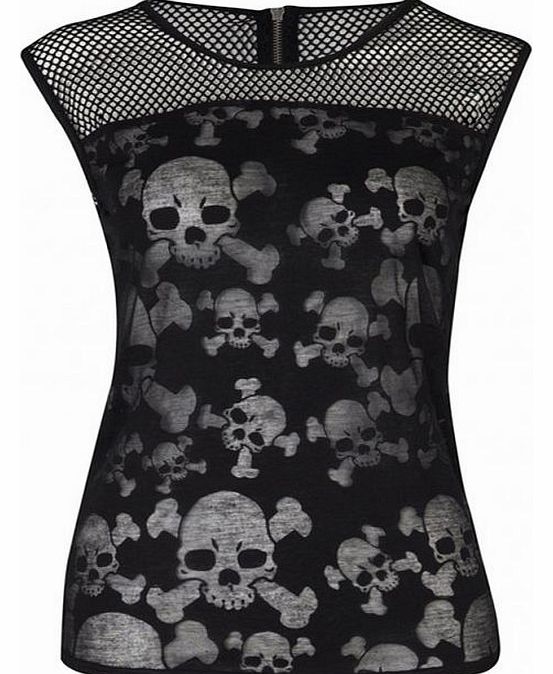 Jawbreaker Skull Net Shoulder Top TPA1627