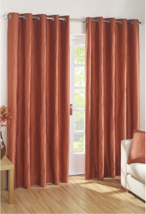 Burnt Orange Lined Eyelet Curtains