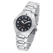 Mens Black Face Silver Bracelet Watch