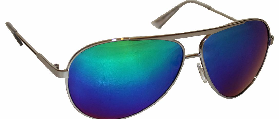 Silver Frame Blue Mirrored Lens Sol Revo Aviator