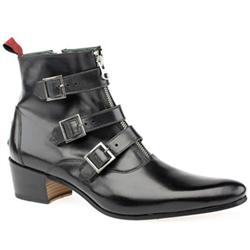 Male Tri-Buck Cuban Leather Upper Casual Boots in Black