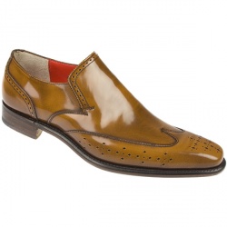 Jeffery West Mens Tan Polish Wing Slip On Leather Upper Leather Lining Leather Lining Brogues in Tan