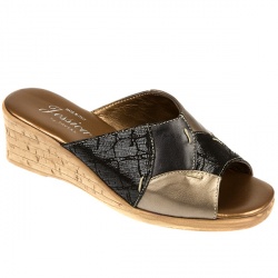 Jessica Female Eva Leather Upper Leather Lining Comfort Small Sizes in Black Multi, Gold Multi