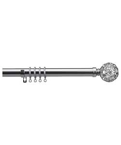 Jewel Ball Finial 3m Curtain Pole - Satin Nickel