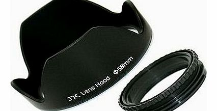 JJC 58mm Reversible Screw-in Lens Hood for selected Canon, Fujifilm, Leica, Nikon, Olympus, Panasonic, Pentax, Samsung, Sigma 