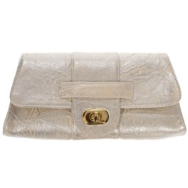 JJ Winters Silver Elephant Leather Clutch Bag