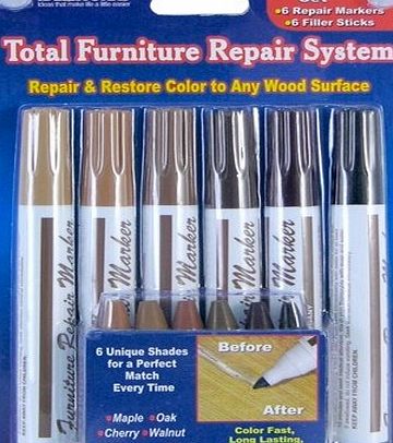 Jobar 12 PIECE TOTAL FURNITURE REPAIR SYSTEM (6 REPAIR MARKERS AND 6 FILLER STICKS)