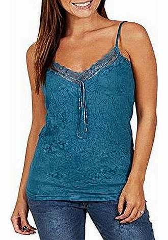 Womens Versatile Crinkle Camisole Teal (10)