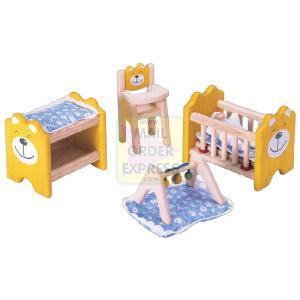 PINTOY Wooden Dolls House Furniture Nursery