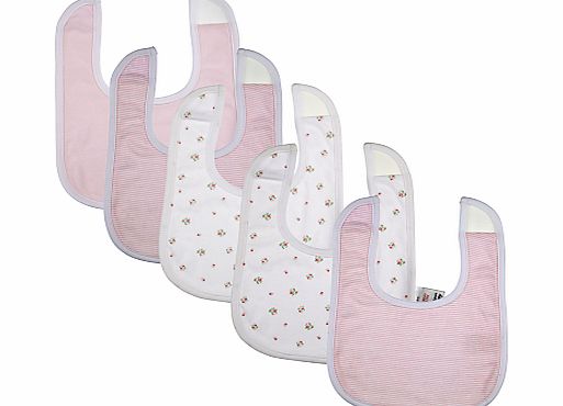 John Lewis Baby Floral Bibs, Pack of 5, Pink