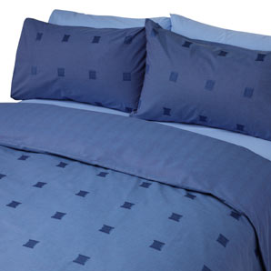 Box Squares Duvet Cover- Denim- Single