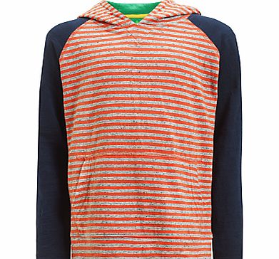 John Lewis Boy Hooded Stripe Top, Red/Navy