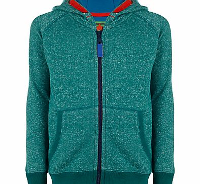 John Lewis Boy Zip Through Flecked Hoodie, Green