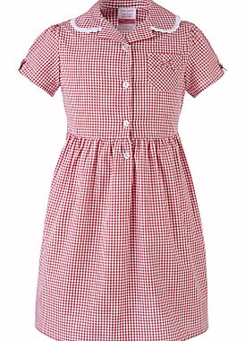 John Lewis Check Print Cotton Summer Dress, Red