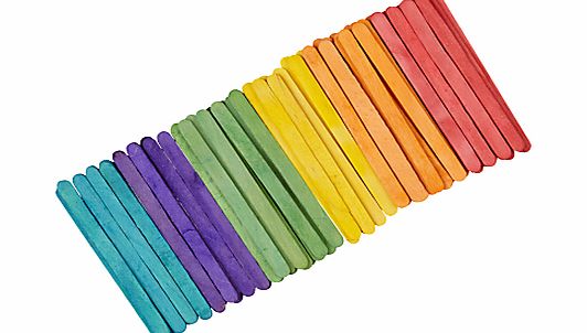 John Lewis Coloured Wooden Craft Sticks, Pack of