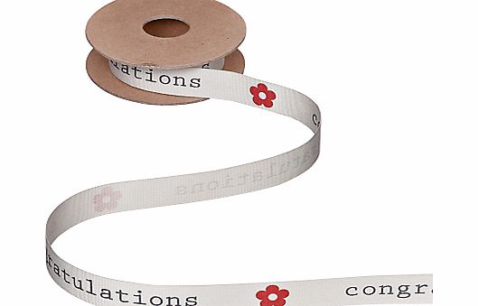 John Lewis Congratulations Ribbon, 5m, Cream