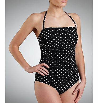 John Lewis Control Bandeau Swimsuit, Black/White