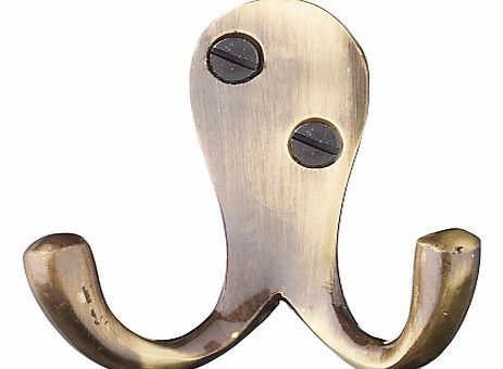 Double Robe Hook, Antique Brass