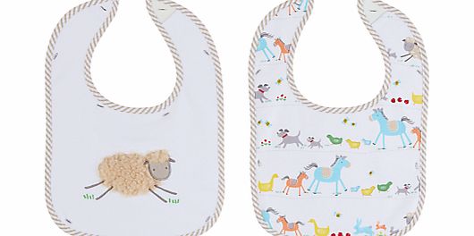 John Lewis Farmyard Baby Bibs, Pack of 2