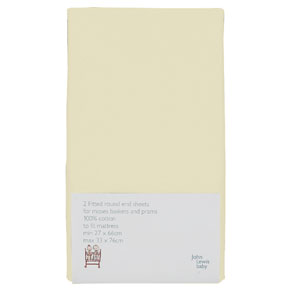 john lewis Fitted Moses Basket Sheet, Pack of 2, Lemon