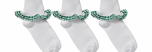 Gingham Trim Socks, Pack of 3,