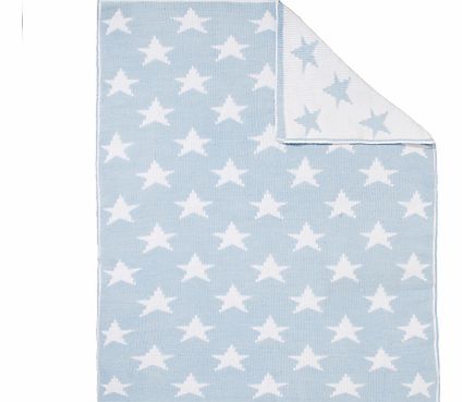 Knitted Star Pram Baby Blanket, Blue