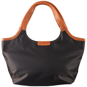 John Lewis Nylon and Leather Bag- Chocolate- Small