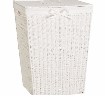 John Lewis Rope Square Linen Bin, White