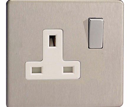 Stirling 1 Gang Socket, Brushed Steel