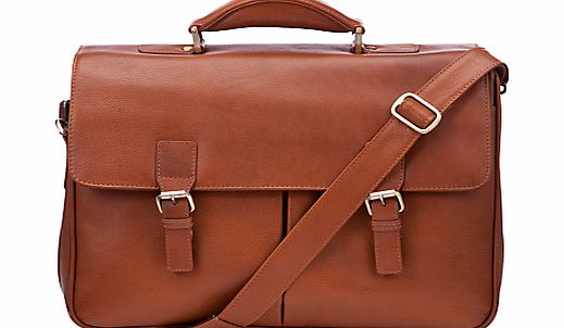 John Lewis Strasbourg Leather Briefcase, Tan